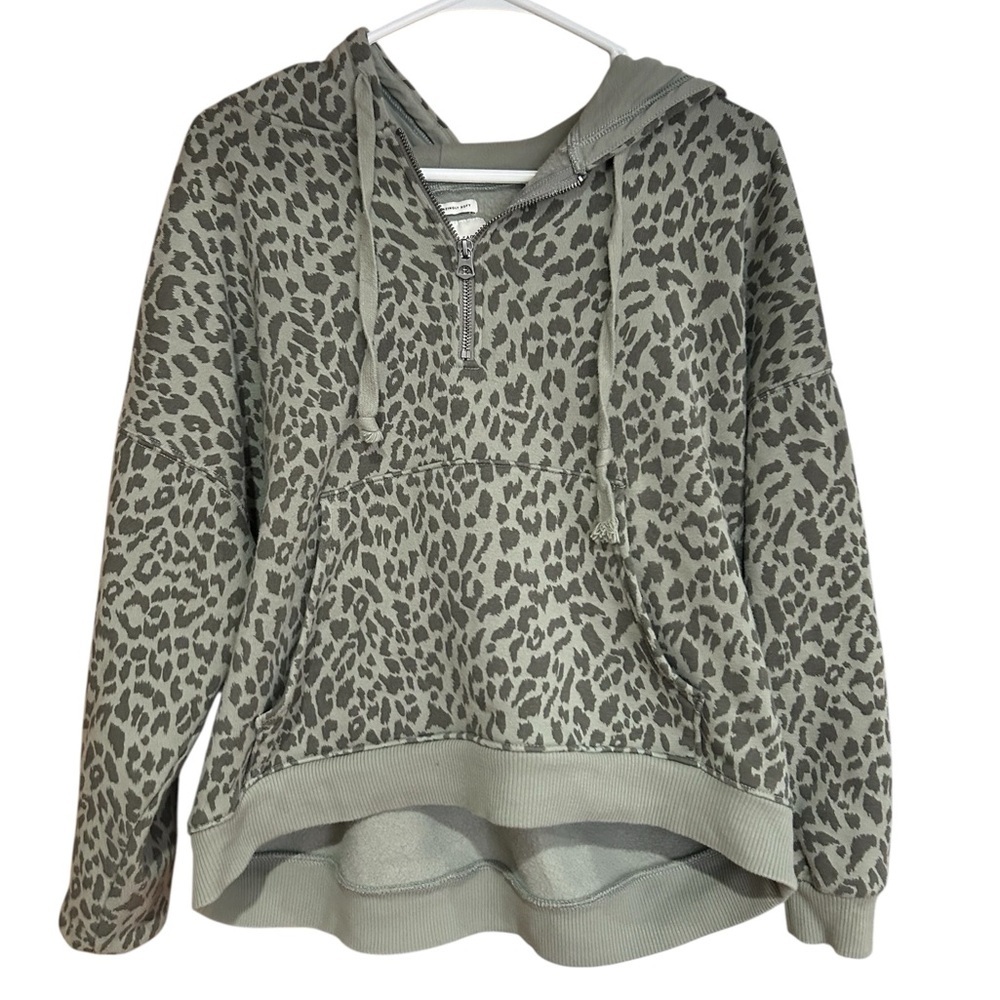 American Eagle Outfitters Oversized Leopard Print Hoodie in Green